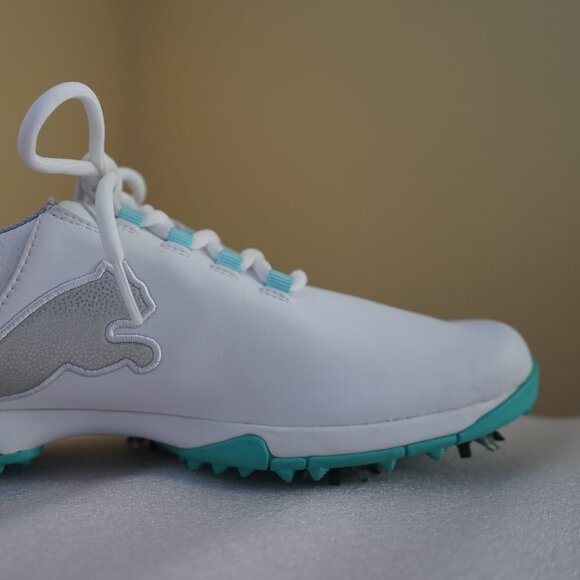 Puma Women's Biofusion Golf Shoes White/Silver Metallic/Aqua Splash, 8.5 M - Picture 5 of 16
